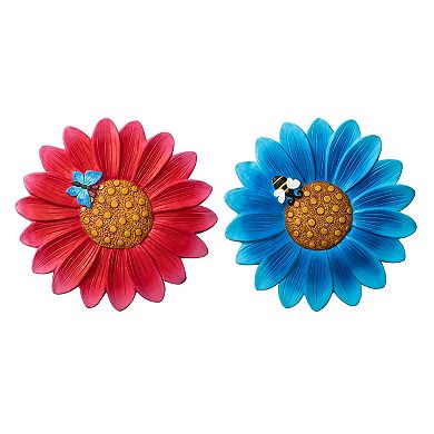 Glitzhome 10"D Set of 6 Cement Flower Style and Textured Stepping Stones