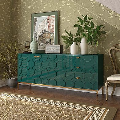 Mondawe 2 Door Storage Cabinet With 3 Drawers Stylish Accent Cabinet