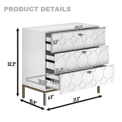 Mondawe Freestanding 3 Drawer Storage Cabinet Table