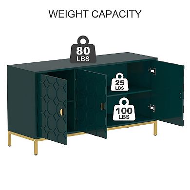 Mondawe Freestanding 3 Doors Honeycomb Storage Accent Cabinet