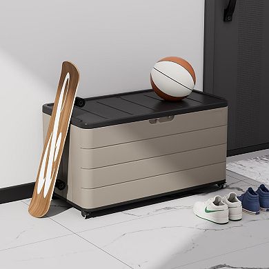 Patio Storage Boxes Resin Deck Box Organize and Stow Patio Cushions, Pillows and Garden Tools, Brown
