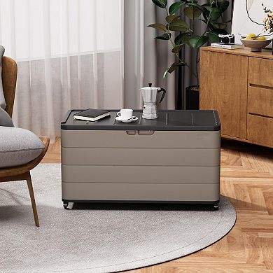 Patio Storage Boxes Resin Deck Box Organize and Stow Patio Cushions, Pillows and Garden Tools, Brown