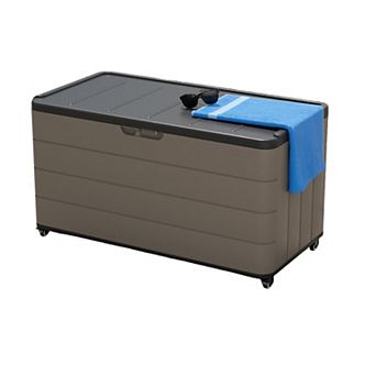 Patio Storage Boxes Resin Deck Box Organize and Stow Patio Cushions, Pillows and Garden Tools, Brown