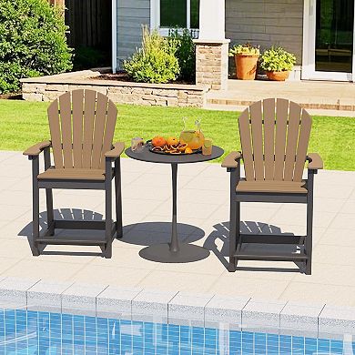 23inch Tall Adirondack Chairs Sets Patio Bar Stool Chairs All-Weather for Backyard Garden