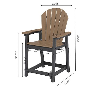 23inch Tall Adirondack Chairs Sets Patio Bar Stool Chairs All-Weather for Backyard Garden