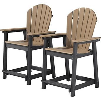23inch Tall Adirondack Chairs Sets Patio Bar Stool Chairs All-Weather for Backyard Garden