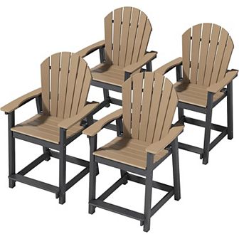 23inch Tall Adirondack Chairs Sets Patio Bar Stool Chairs All-Weather for Backyard Garden