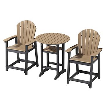 23inch Tall Adirondack Chairs Sets Patio Bar Stool Chairs All-Weather for Backyard Garden
