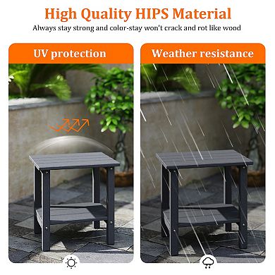 Outdoor Side Tables Set of 2 Weather Resistant HDPE Outdoor Table 2-Tier Small Patio Tables