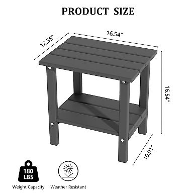 Outdoor Side Tables Set of 2 Weather Resistant HDPE Outdoor Table 2-Tier Small Patio Tables