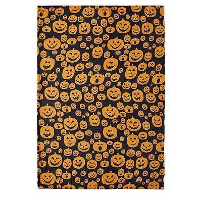 Kate Aurora Autumn Halloween Jack-o'-lantern Pumpkins Orange & Black Ultra Plush Throw Blanket