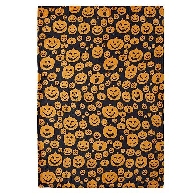 Kate Aurora Autumn Halloween Jack-o'-lantern Pumpkins Orange & Black Ultra Plush Throw Blanket