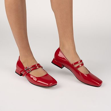 Journee Gredah Double Buckle Women's Mary Jane Dress Flats