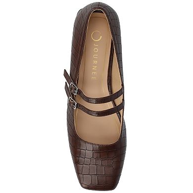 Journee Gredah Double Buckle Women's Mary Jane Dress Flats
