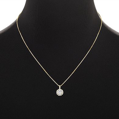 Brilliance Fine Silver Plated Cubic Zirconia Center Stone Earrings & Necklace Set
