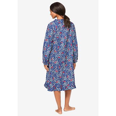 Only Necessities Plus Size Cotton Flannel Print Short Gown