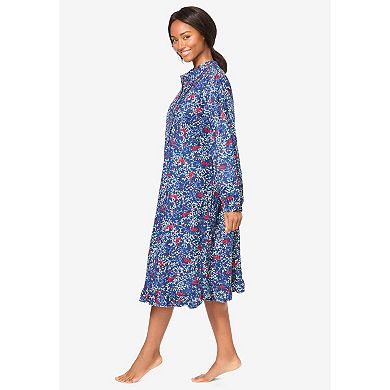 Only Necessities Plus Size Cotton Flannel Print Short Gown