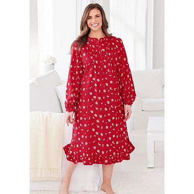 Only Necessities Plus Size Cotton Flannel Print Short Gown