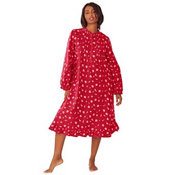 Only Necessities Plus Size Cotton Flannel Print Short Gown