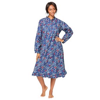Only Necessities Plus Size Cotton Flannel Print Short Gown