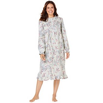 Only Necessities Plus Size Cotton Flannel Print Short Gown