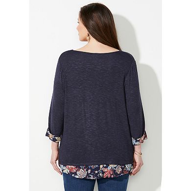 Catherines Women's Plus Size Petite Impossibly Soft Duet Tunic