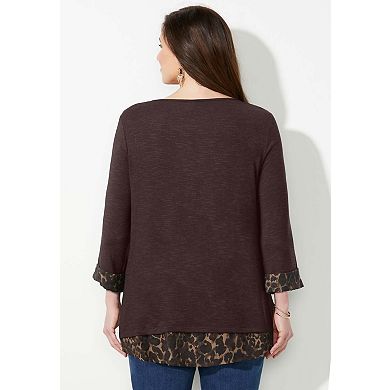 Catherines Women's Plus Size Petite Impossibly Soft Duet Tunic