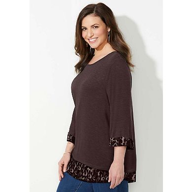 Catherines Women's Plus Size Petite Impossibly Soft Duet Tunic