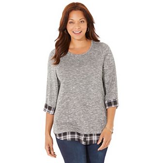 Catherines Women's Plus Size Petite Impossibly Soft Duet Tunic
