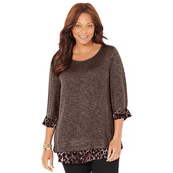 Catherines Women's Plus Size Petite Impossibly Soft Duet Tunic