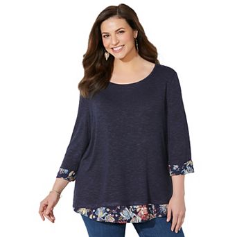 Catherines Women's Plus Size Petite Impossibly Soft Duet Tunic