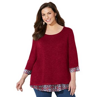 Catherines Women's Plus Size Petite Impossibly Soft Duet Tunic