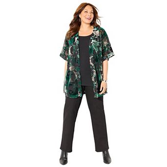 Catherines Women's Plus Size In-Vogue Velvet wrap
