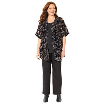 Catherines Women's Plus Size In-Vogue Velvet wrap