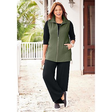 Catherines Women's Plus Size Petite Suprema Wide Leg Pant