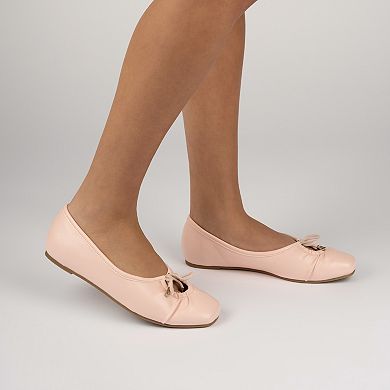 Journee Callee Medium and Wide Width Women's Ballet Bow Slip-On Dress Flats