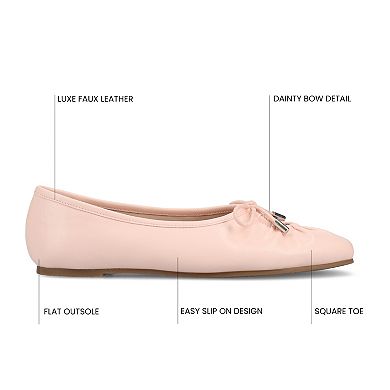Journee Callee Medium and Wide Width Women's Ballet Bow Slip-On Dress Flats