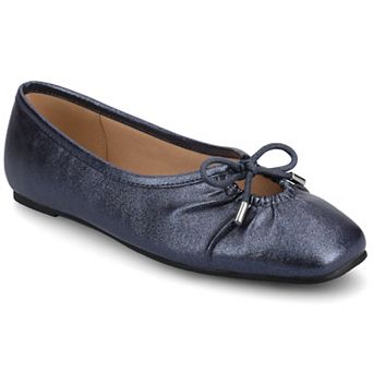 Journee Callee Medium and Wide Width Women's Ballet Bow Slip-On Dress Flats