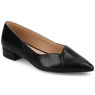 Journee Medium and Wide Width Carmin Women's Slip-On Low Block Heel Dress Flats