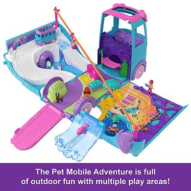 Girls Polly Pocket Micro Dolls & Transforming Camper Van Pet Mobile Adventure Playset