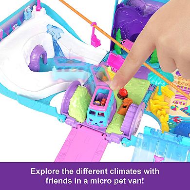 Girls Polly Pocket Micro Dolls & Transforming Camper Van Pet Mobile Adventure Playset