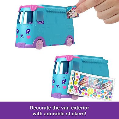 Girls Polly Pocket Micro Dolls & Transforming Camper Van Pet Mobile Adventure Playset