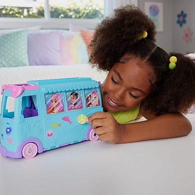 Girls Polly Pocket Micro Dolls & Transforming Camper Van Pet Mobile Adventure Playset