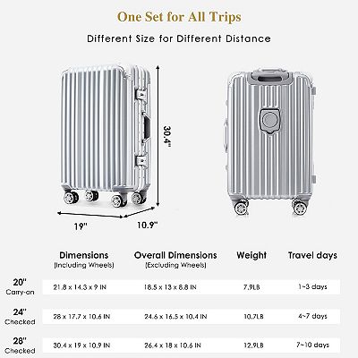 Merax 1pc Aluminum Frame Luggage