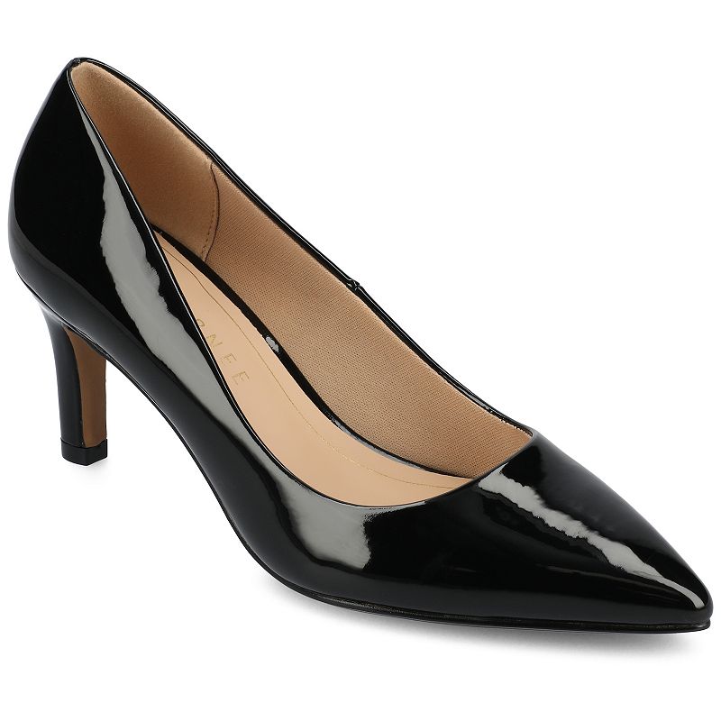 Journee Scylee Slip-On Stiletto Pointed-Toe High Heel Shoes, Women's, Size: 10, Black Patent
