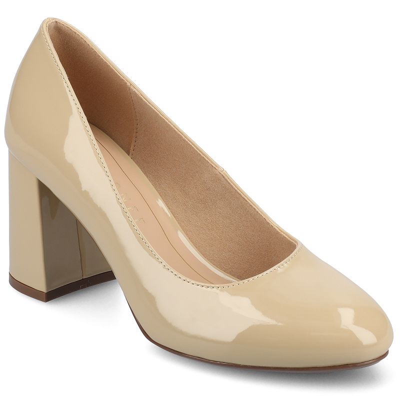 Journee Seraphina Covered Block Heel Women's Shoes, Size: 9, Beige
