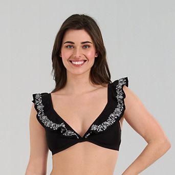 Women's Freshwater Embroidered Ruffle Bra Swim Top