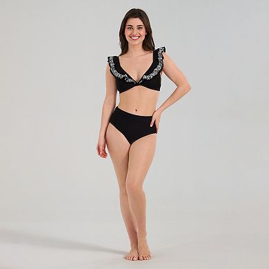 Women's Freshwater Embroidered Ruffle Bra Swim Top