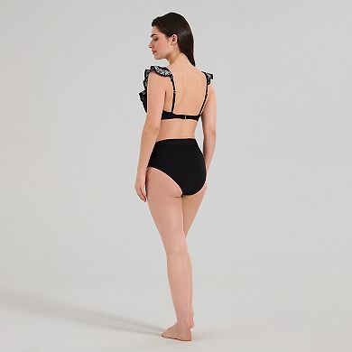 Women's Freshwater Embroidered Ruffle Bra Swim Top