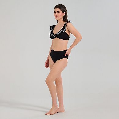 Women's Freshwater Embroidered Ruffle Bra Swim Top